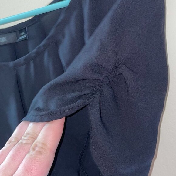 APT. 9 Blouse Wide Crewneck Sheer Layered Loose Fit Shirt Balloon Cinched Sleeve - Picture 5 of 5